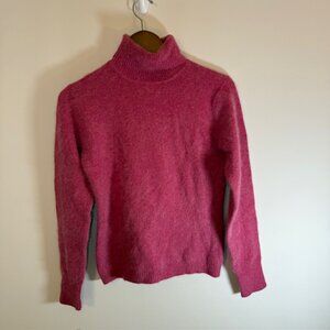 J Crew Sz M Sweater Turtleneck Pink Supersoft Yarn Lambswool Rabbit Hair
